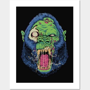 Awesome Zombie Gorilla Head Posters and Art